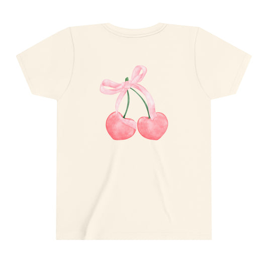 Cherry Ribbon Girls' Youth Short Sleeve Tee